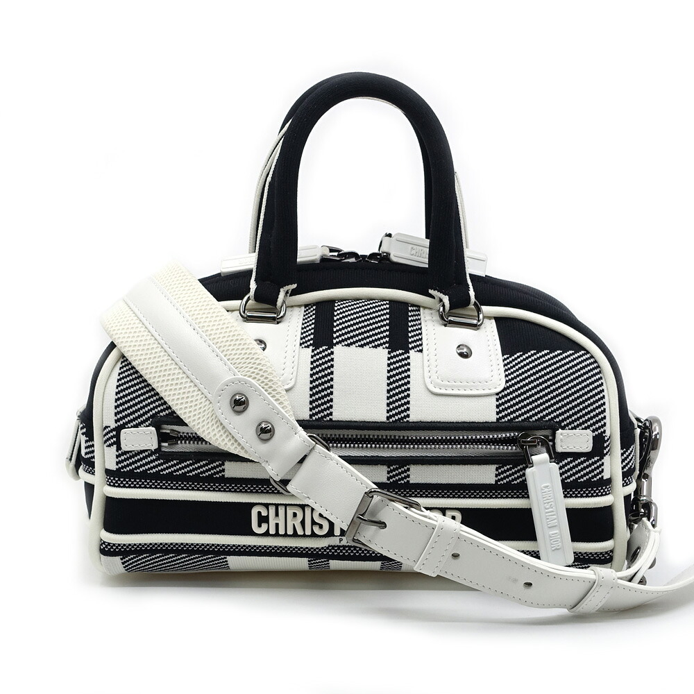 【最大限度４万円割り引き引き換え証】【栄】【CHRISTIAN DIOR】クリスチャンディオール ヴァイヴ スモール ボウリング 御徒面子 帆布 なめし革 黒いこと 白いこと系 黒いこと金具 レディース お上さん ストラップ【中古】