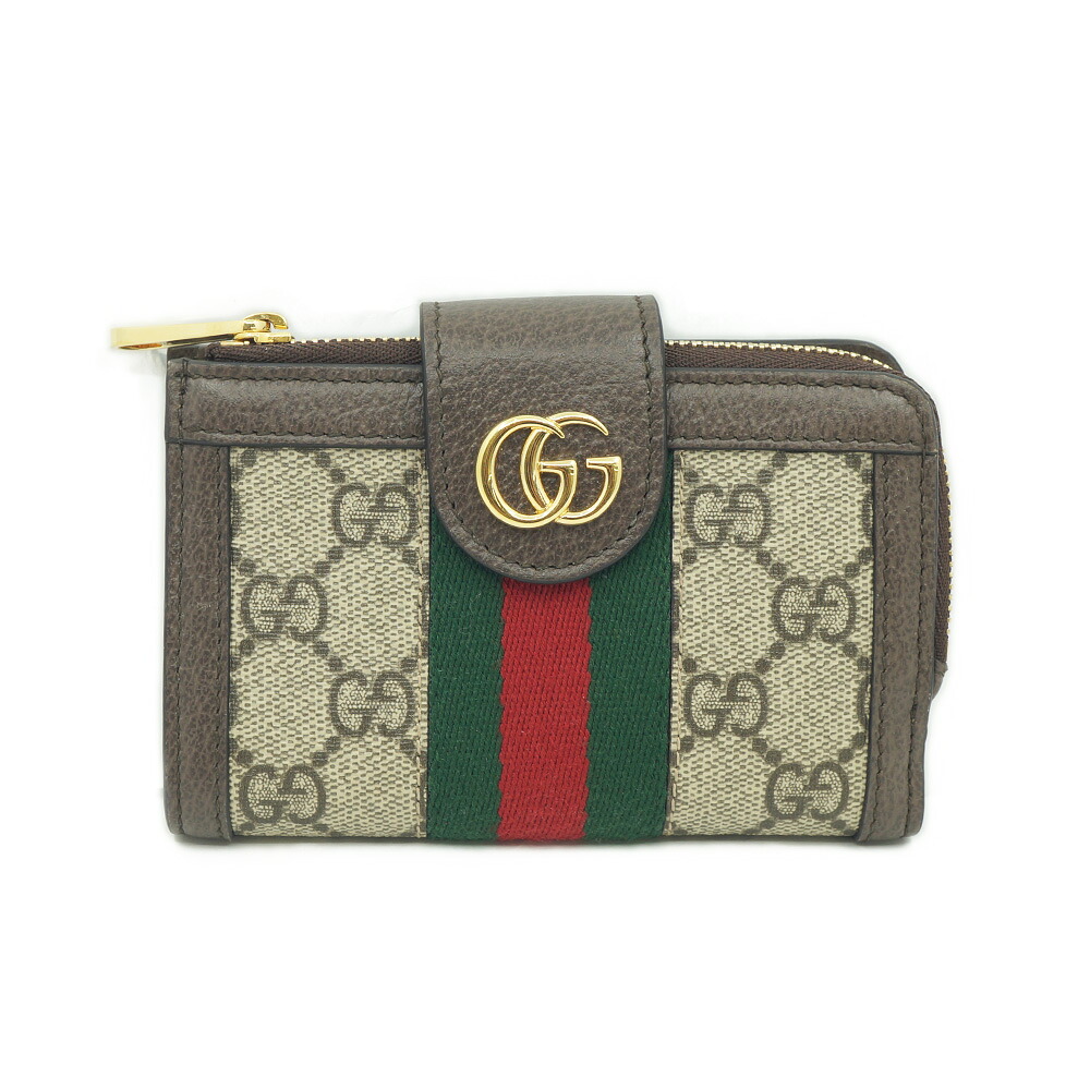 【栄】【GUCCI】グッチ 725662 GGスプリーム オフィディア 縞模様 パウダーコンパクト紙入れ ウォレット ベージュ系 歌留多入れもの 本体品のみ【中古】