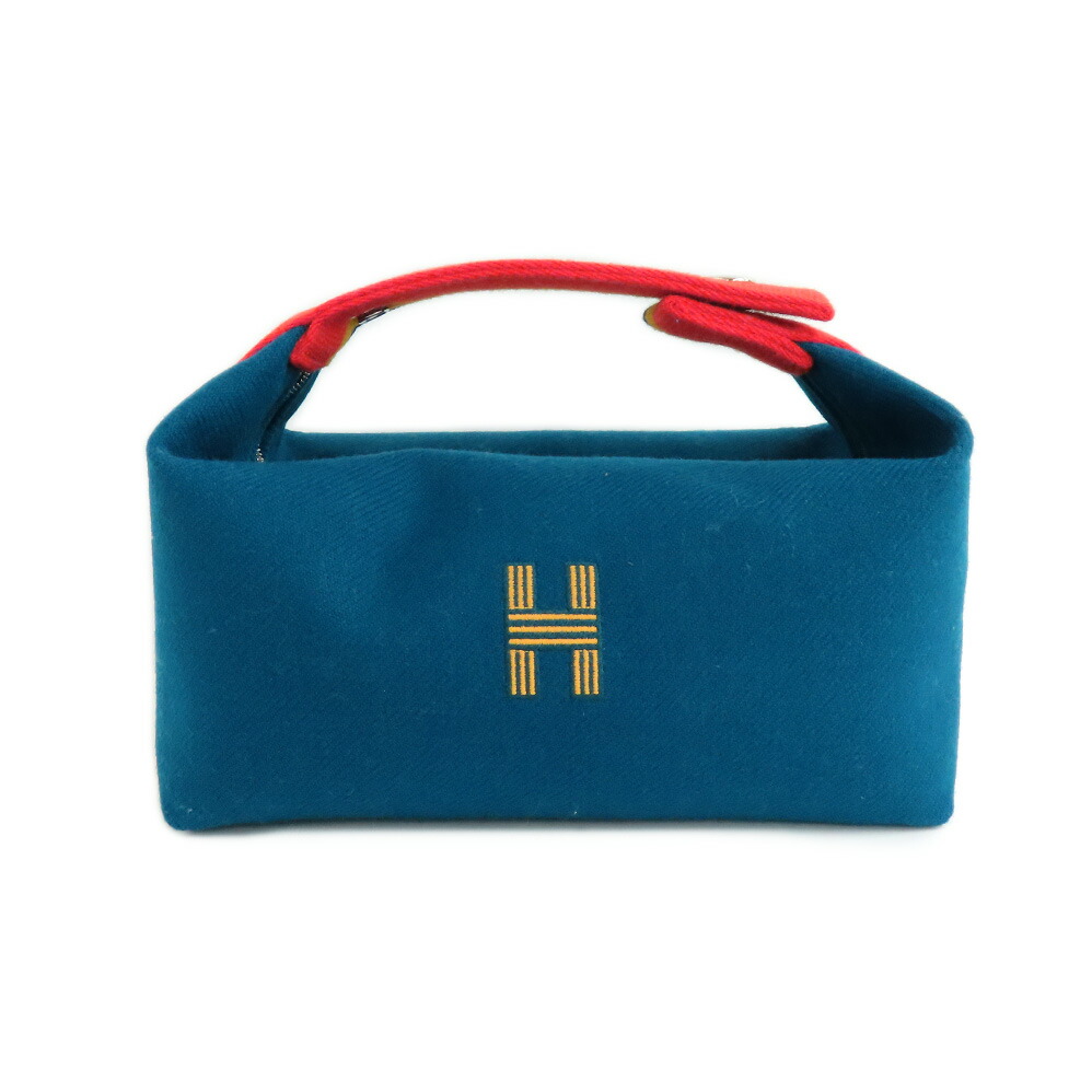 【最大限度４万円割り引き引き換え証】【名古屋】【HERMES】エルメス ブリッドアブラックPM ロカバール ブルーパオン しろがね色金具 羊毛 二階建てバス用車寄せ ハンドバック レディース メンズ【新品】【未当て嵌める】【中古】