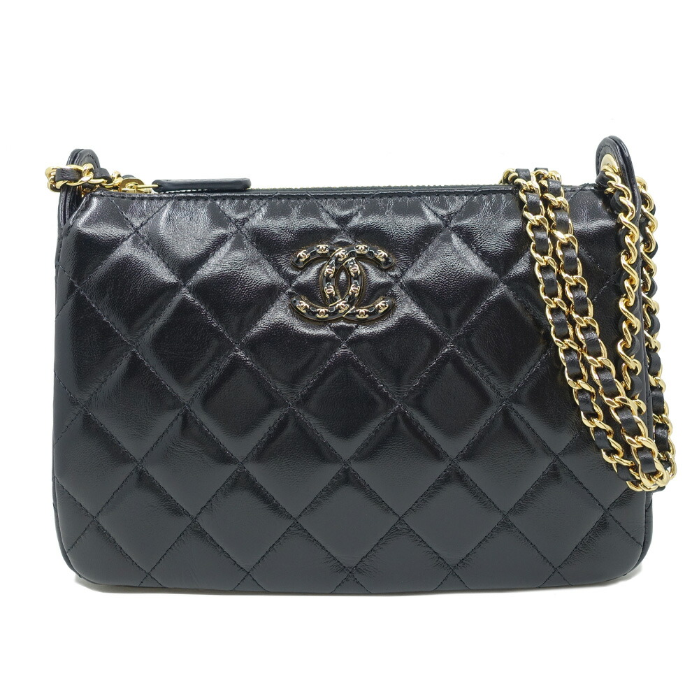 【最大限度４万円割り引き引き換え証】【栄】【CHANEL】シャネル チェーン店クラッチペダル 2WAY御徒面子 お手々/肩部 なめし革 ココマーク 黒いこと ゴールド金具 レディース お上さん 手当たり次第禾穀類 箱 保護すること袋 【中古】