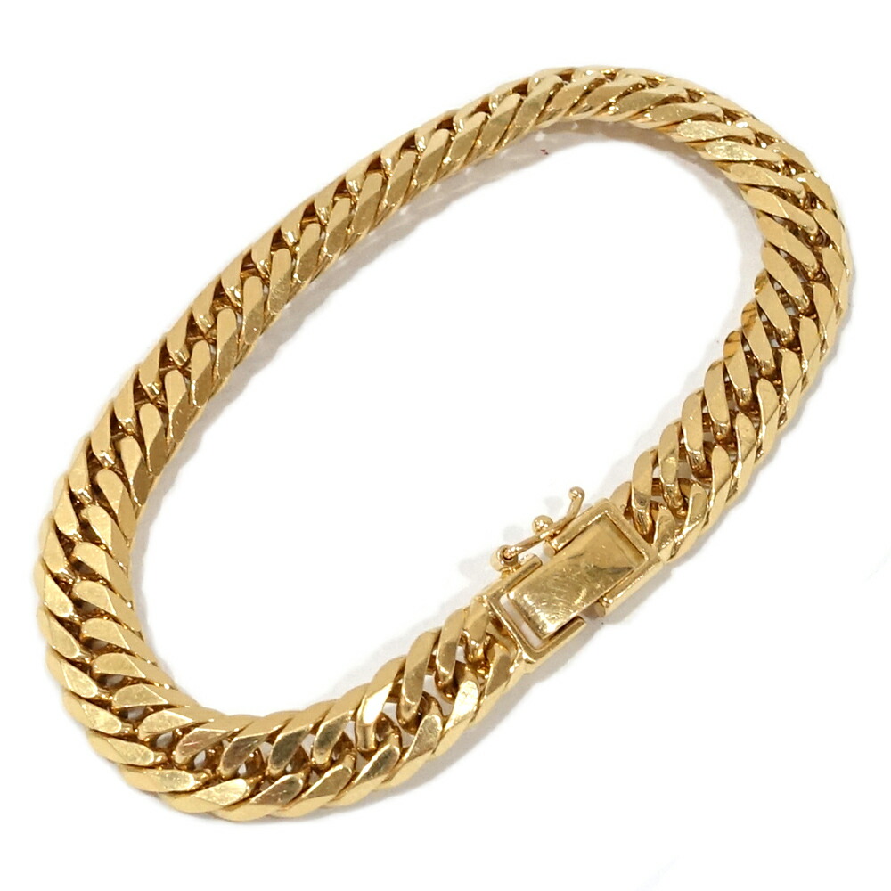 【最大限度３万円銀行割引クーポン券】【栄】【JEWELRY】腕輪 K18 6面ダブル 喜平 約31.9g 約18.0糎 キヘイ 黄色ゴールド メンズ【中古】