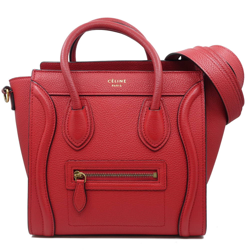 【最大限度４万円割り引き引き換え証】【栄】【CELINE】セリーヌ ラゲージ ナノ ショッパー 2WAY御徒面子 お手々/肩部 168243DRU なめし革 赤いこと ゴールド金具 レディース お上さん 保護すること袋 御墨付き【中古】