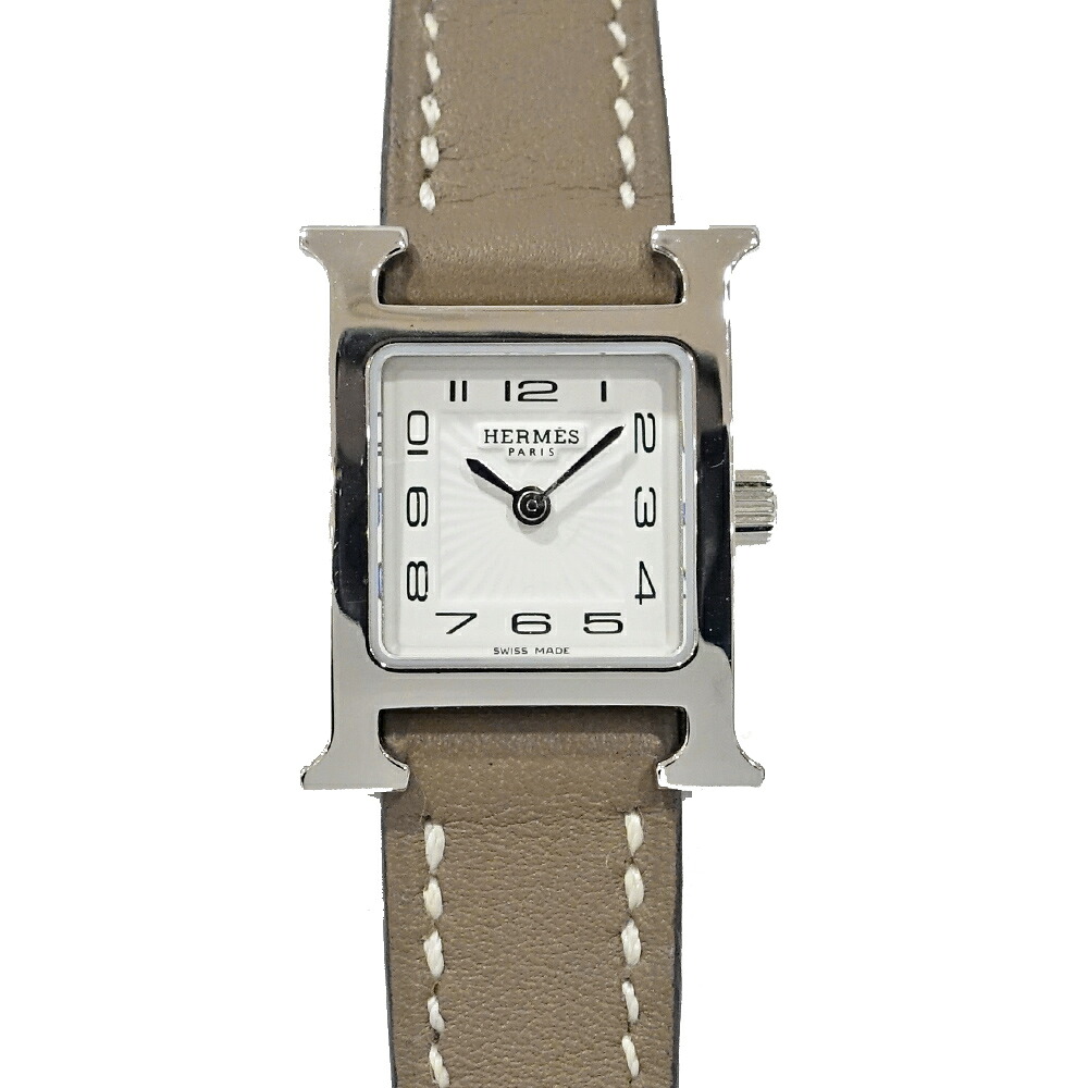 【最大限度３万円銀行割引クーポン券】【栄】【HERMES】エルメス Hご覧なさる ミニ HH1.110 白いこと エトゥープ 石英 SS レディース 2016年 ウオッチ【中古】