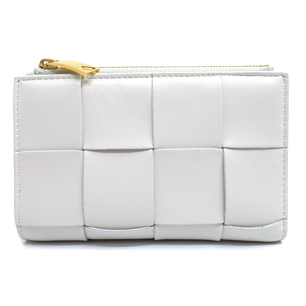 【栄】【BOTTEGA VENETA】ボッテガヴェネタ テープ 二つ折り紙入れ コンパクトウォレット イントレチャート 白いこと ゴールド金具 ユニ一発やる メンズ レディース 箱 保護すること袋【中古】