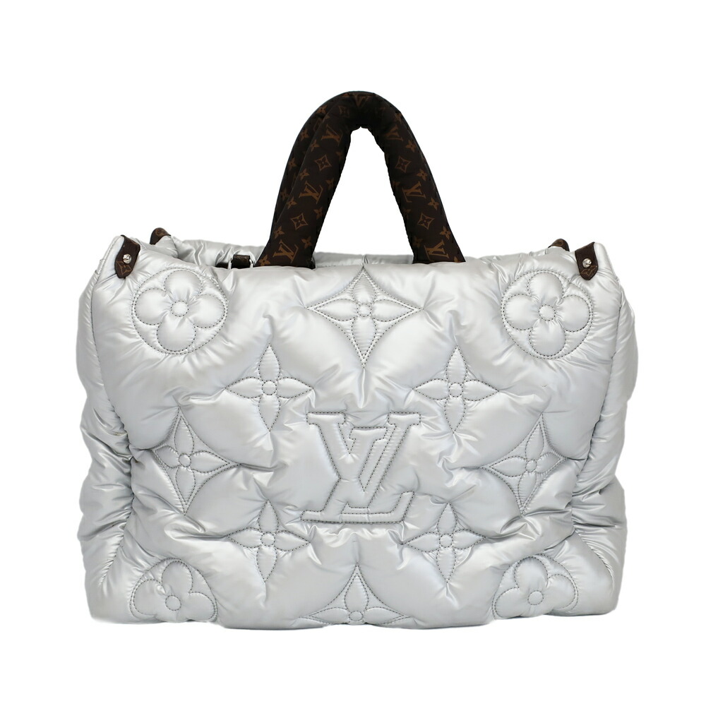 【天白】【LOUIS VUITTON】ルイヴィトン オンザゴーGM ハンドバッグ ショルダーバッグ 2WAY M21053 モノグラム LVピロー シルバー ナイロン レザー バッグ 鞄 レディース【中古】