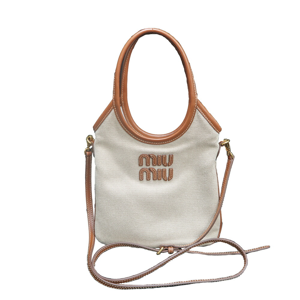 【最大限度３万円割り引き引き換え証】【名東】【MIUMIU】ミュウミュウ IVY ミニ 自然的 5BA281 ショルダーバッグ ハンドバック 赤銅色 象牙色系 レディース 女【中古】