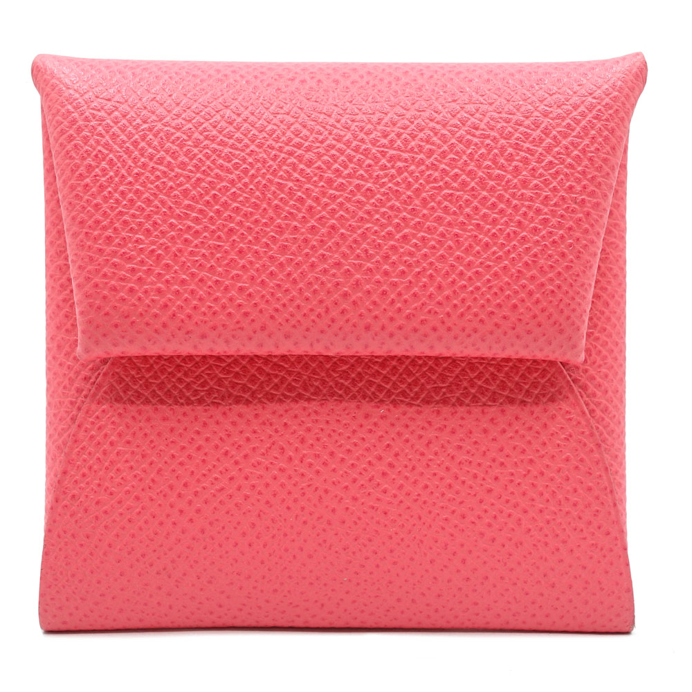 【栄】【HERMES】エルメス バスティア コインケース 小銭入れ T刻印 2015年製造 ヴォーエプソン ローズアザレ ピンク系 シルバー金具 レディース 女性 箱【中古】