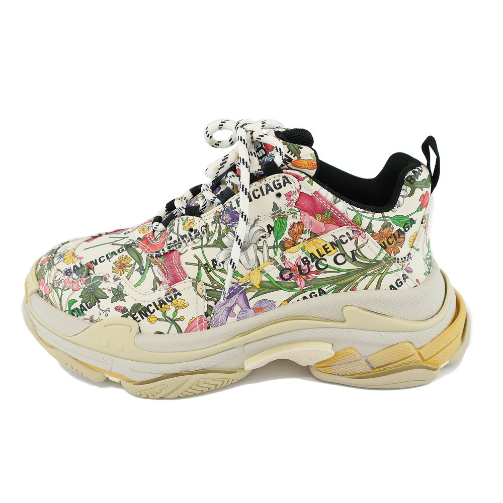 【最大限度４万円割り引き引き換え証】【天白】【GUCCI】グッチ ×バレンシアガ コンピューター破り事業計画 トリプルS フローラプリント 書きあらわす大きさ41 日本大きさ27糎 681068 スニーカー メンズ 靴【中古】