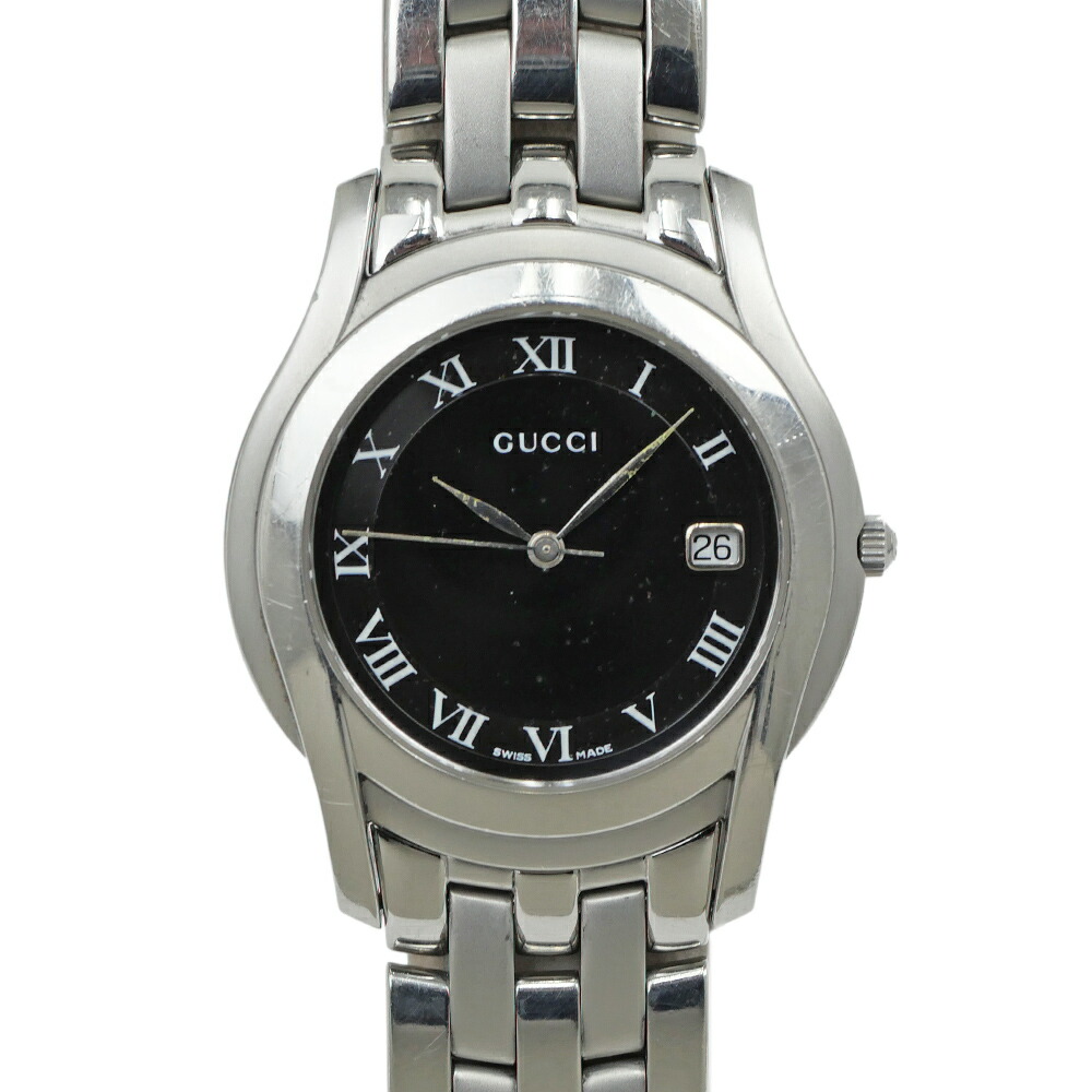 楽天市場】GUCCI グッチ Gクラス ブラック文字盤 デイト メンズ SS QZ