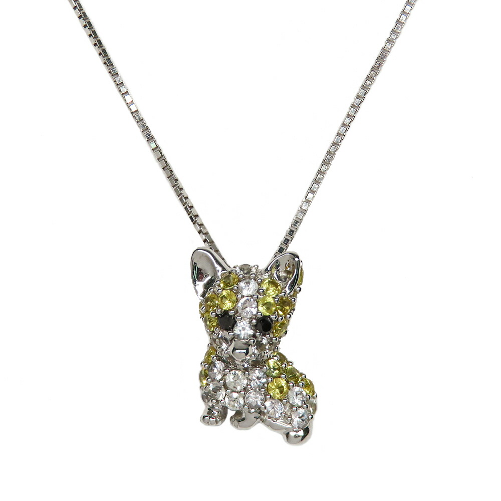 【名古屋】【JEWELRY】ネックレス/ペンダントトップ コーギー ダイヤ サファイヤ K18WG ホワイトゴールド 3.8g アクセサリー レディース 【中古】|質ウエダ