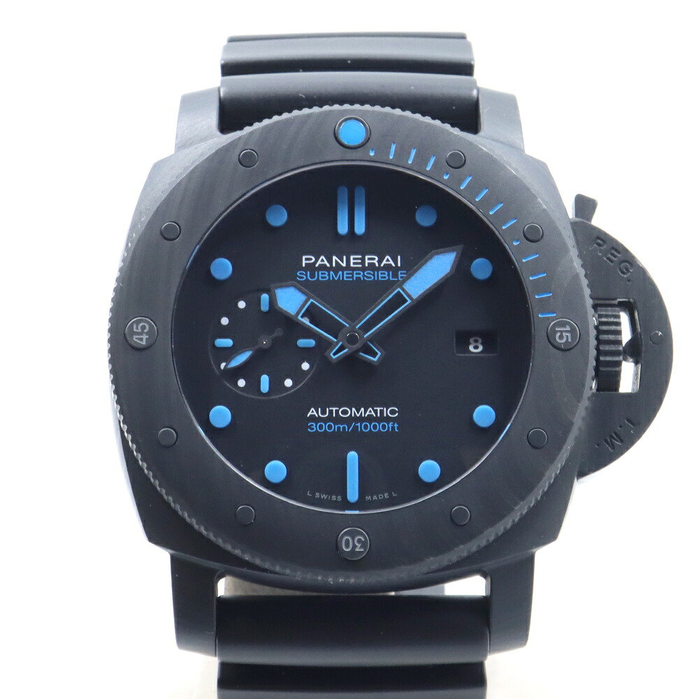 【最大３万円OFFクーポン】【栄】【PANERAI】パネライ サブマーシブル 世界限定2000本 47mm PAM01616 カーボテック ラバー メンズ 腕時計 ブラック【中古】