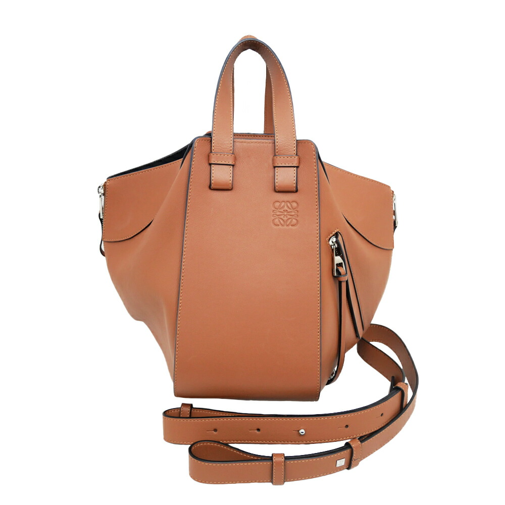 【最大限度４万円割り引き引き換え証】【名東】【LOEWE】ロエベ ハンモック御徒面子 スモール 2WAY 赤銅色 387.30.S35 肩部 お手々 カーフレザー レディース【中古】