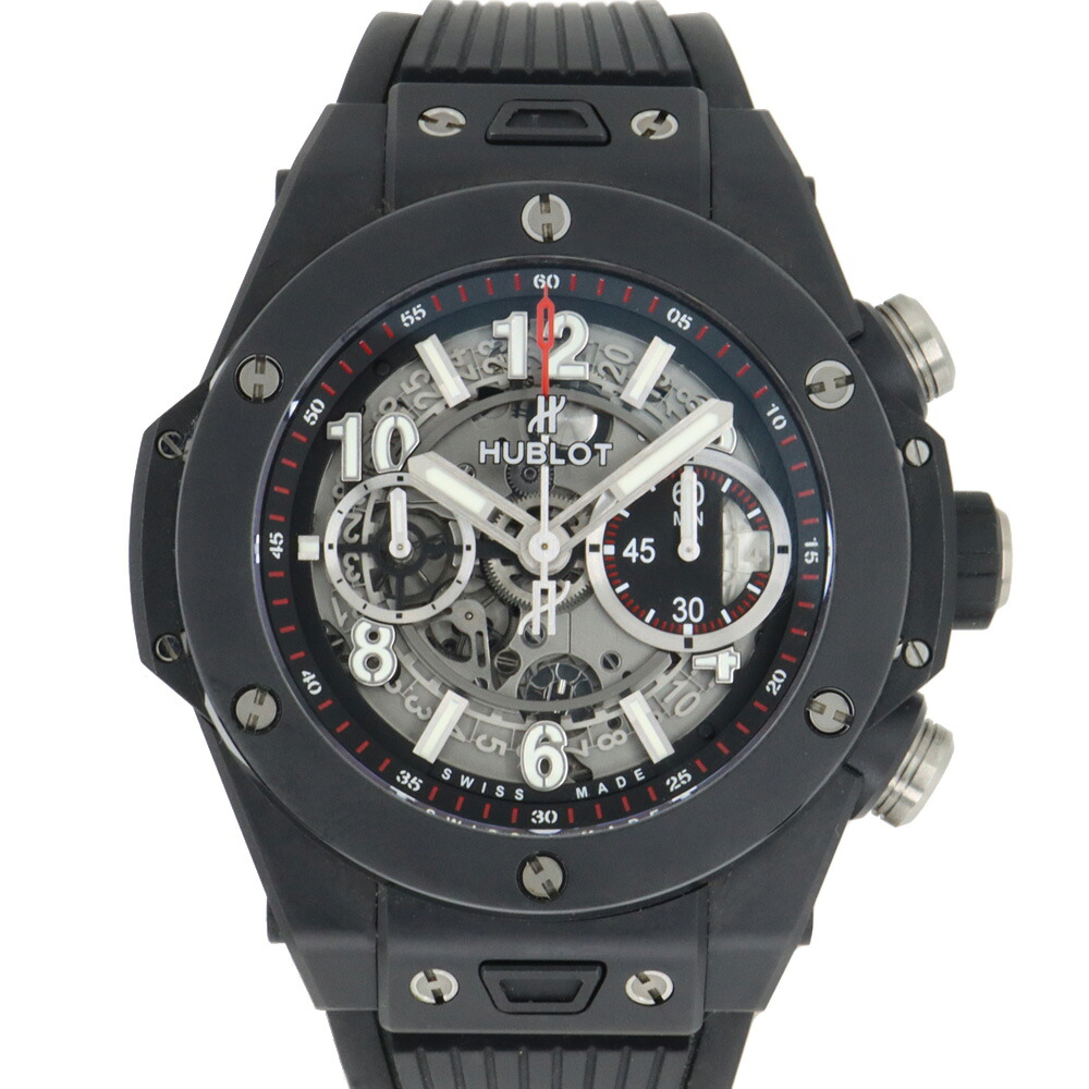 【最大3万円OFFクーポン】【栄】【HUBLOT】ウブロ ビッグバン ウニコ ブラックマジック 腕時計 411.CI.1170.RX 裏スケ セラミック ラバーベルト 自動巻き メンズ 男性 箱 保証書 小冊子【中古】