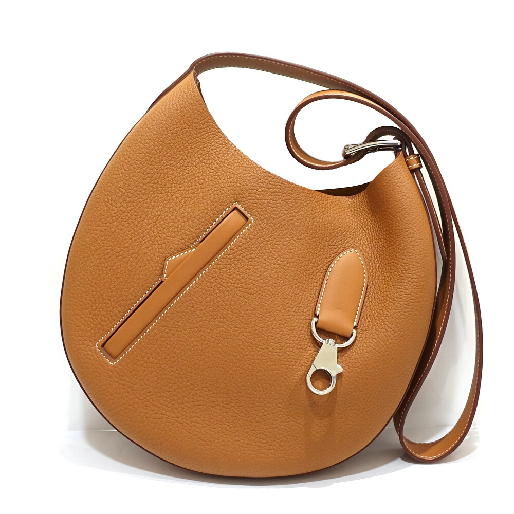 【栄】【HERMES】エルメス アルソン ショルダーバッグ W刻 2024年 トゴ レザー ゴールド 白ステッチ ブラウン ユニセックス 鞄 保存用布袋【中古】