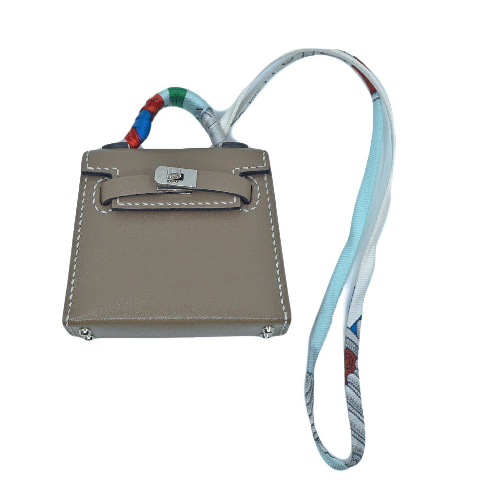【栄】【HERMES】エルメス ケリー ツイリーチャーム エトゥープ グレー系 バッグチャーム レザー Y刻印 2020年製造 小物 アクセ その他 箱【中古】 160,050円