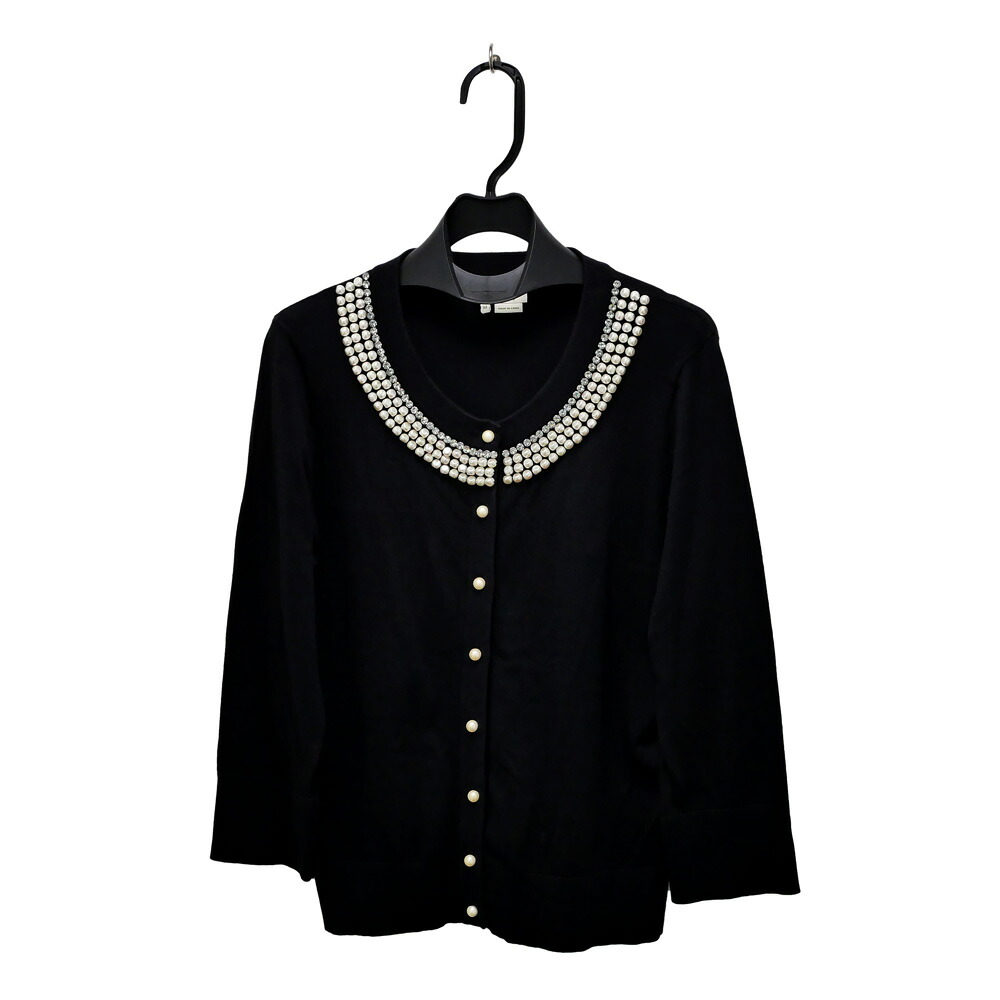 【名東】【KATE SPADE】ケイトスペード カーディガン ビジュー付 ブラック 黒 フェイクパール レディース アパレル 女 服【中古】
