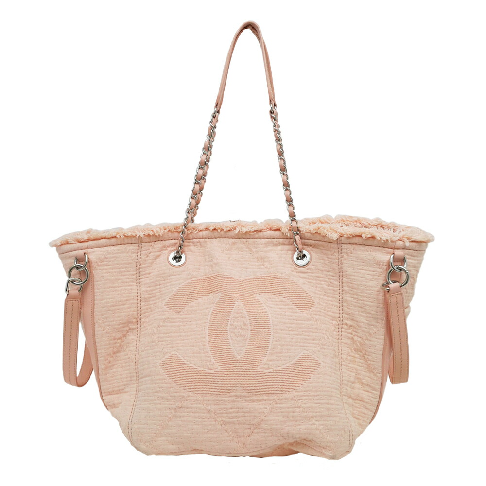 【最大3万円クーポン 5/1 0:00】【名東】【CHANEL】シャネル ラージショッピングバッグ トート ハンド シルバー金具 A57168 ピンク レディース【中古】