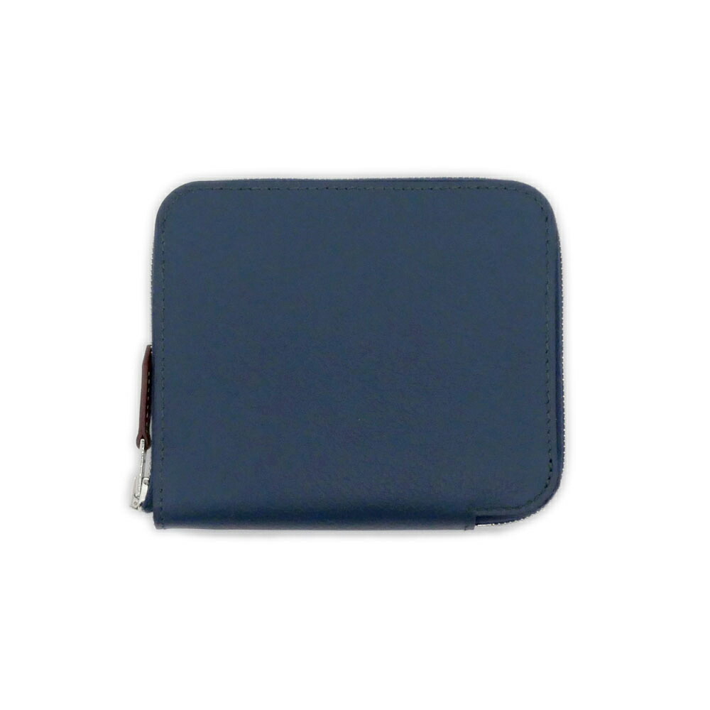【名東】【HERMES】エルメス アザップ シルクイン コンパクト ブルードプリュス エバーカラー シルバー金具 B刻印 レザー 財布 ウォレット【新品同様】【中古】