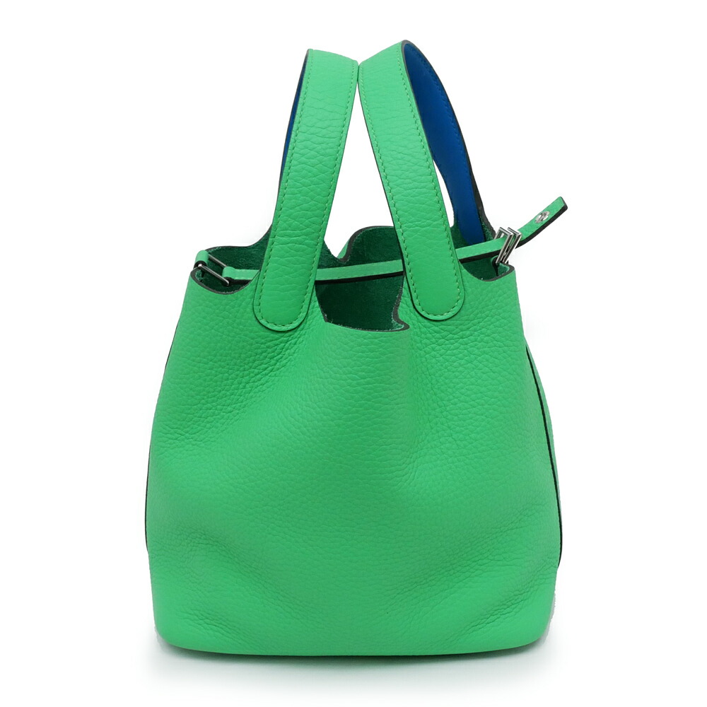 【最大３万円OFFクーポン】【名東】【HERMES】エルメス ピコタンロック PM エクラ ヴェールコミック ブルーフリーダ シルバー金具 トリヨンクレマンス K刻 グリーン ハンド バッグ レディース【中古】