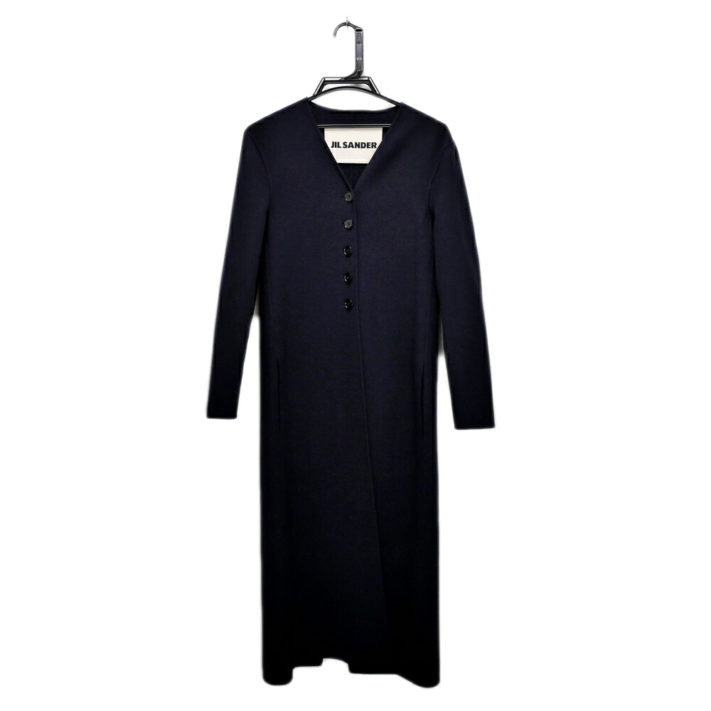 【名東】【JIL SANDER】ジルサンダー ロングコート ネイビー 34サイズ カシミヤ アパレル 服【未使用】【中古】|質ウエダ