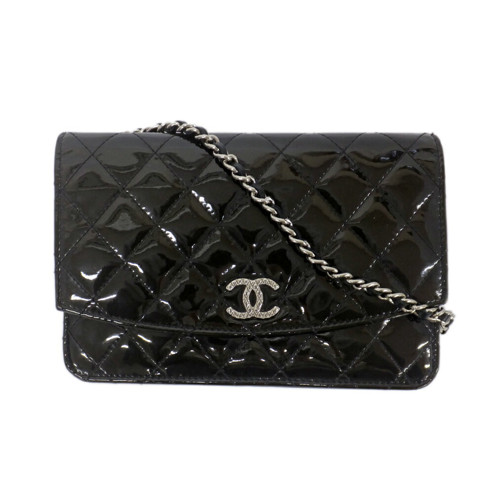 【最大3万円クーポン 5/1 0:00】【天白】【CHANEL】シャネル ブリリアント マトラッセ チェーンショルダー A48692 エナメル パテントレザー ブラック シルバー金具 レディース 鞄【中古】