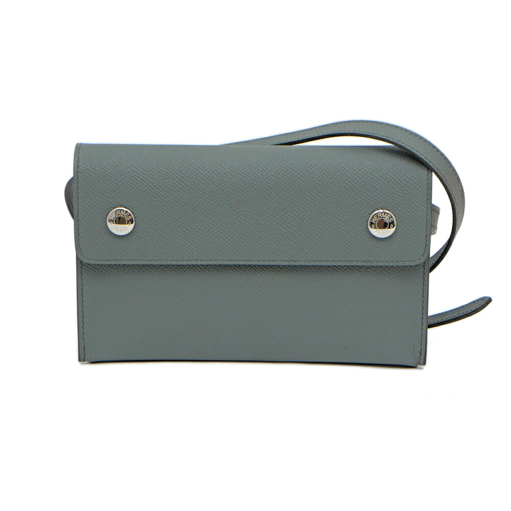 【名東】【HERMES】エルメス ナップ トゥーゴー ブルーグレー系 エプソン K刻印 シルバー金具 レザー ショルダーバッグ カバン【新品】【未使用】【中古】