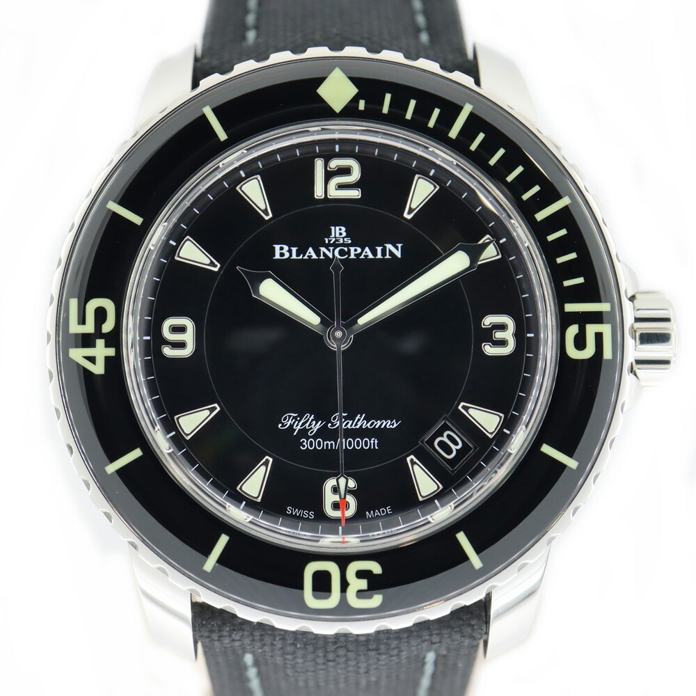 【最大３万円OFFクーポン】【栄】【BLANCPAIN】ブランパン フィフティファゾムス 5015-1130-52A ブラック 腕時計 SS セイルキャンバス 自動巻き メンズ【中古】