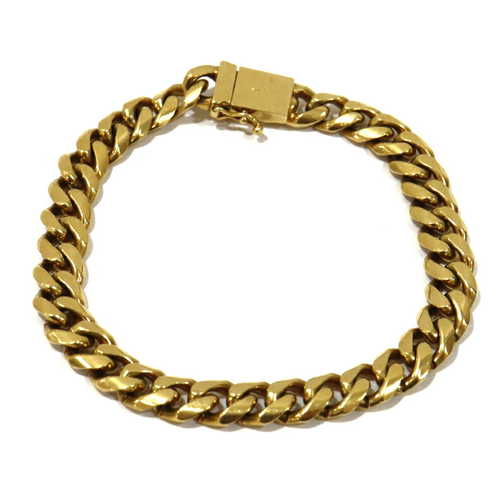 【栄】【JEWELRY】ブレス K18 2面シングル 丸カット 喜平 約51.4g 約腕回り20.0cm ジュエリー キヘイ イエローゴールド【中古】｜質ウエダ 494,120円