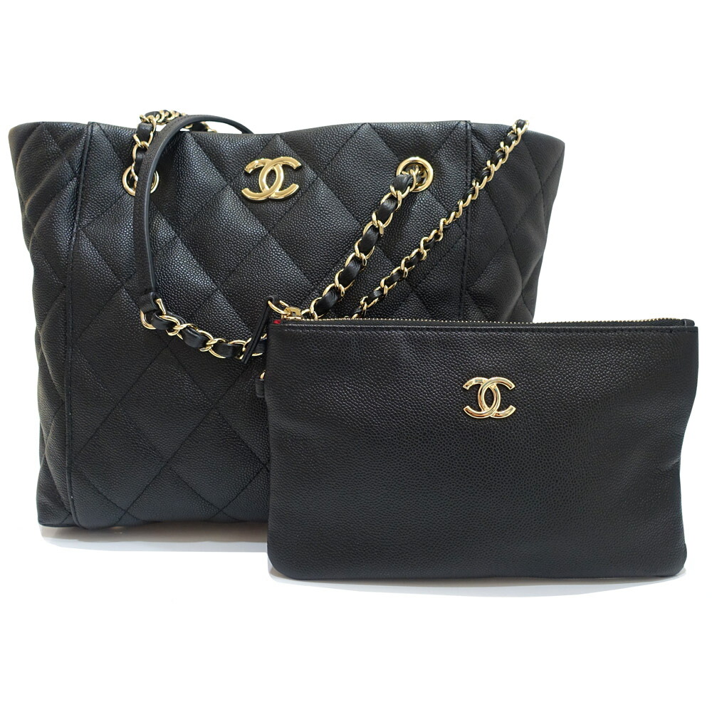 【最大限度４万円割り引き引き換え証】【栄】【CHANEL】シャネル チェーントート トートバッグ マトラッセ AS3818 手当たり次第禾穀類 キャビア素はだ グレインドカーフレザー 黒いこと ゴールド金具 レディース 保護すること袋【中古】