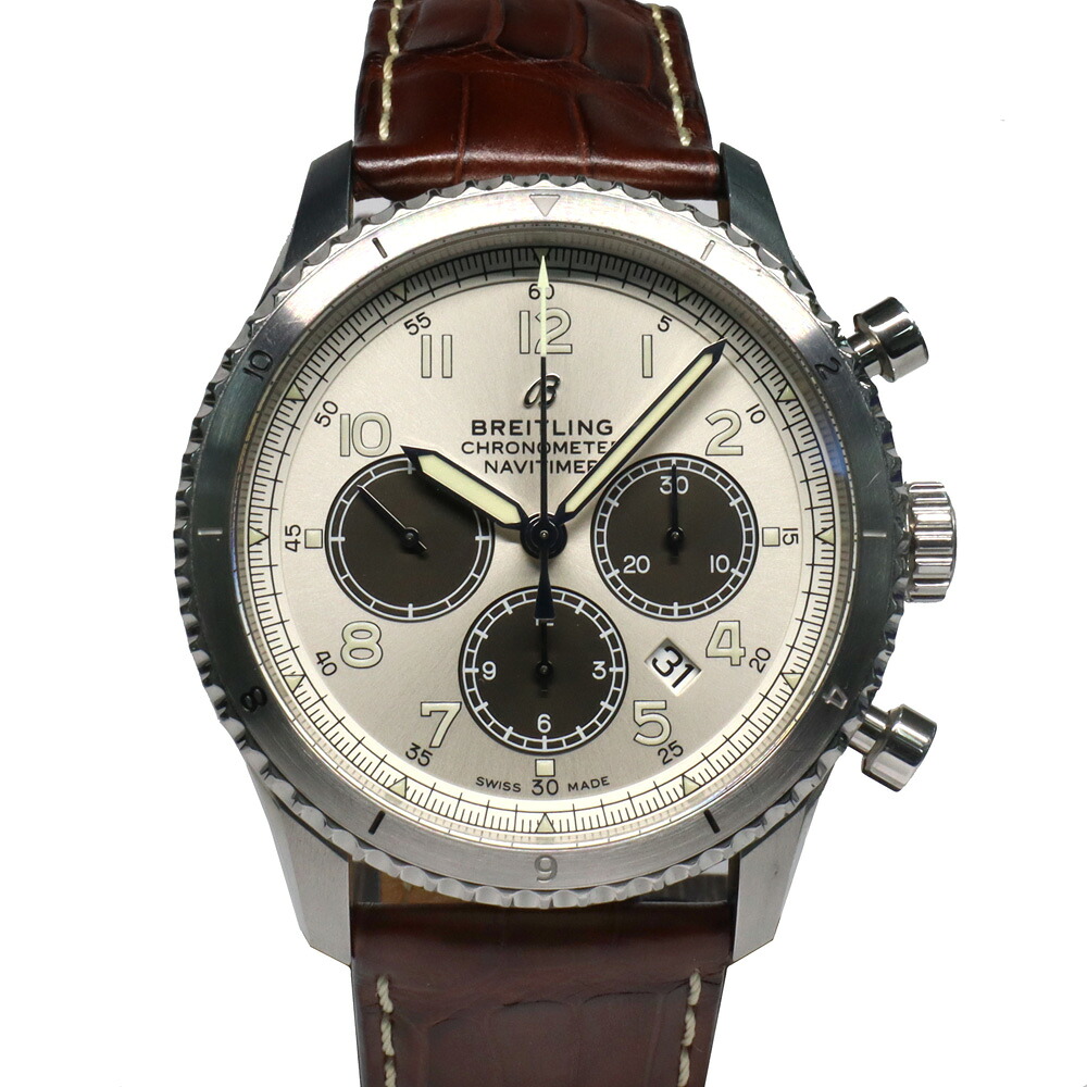 【名古屋】【BREITLING】ブライトリング ナビタイマー8 B01 クロノグラフ 1000本限定 AB0117 シルバー SS レザー 自動巻 メンズ腕時計 男【中古】
