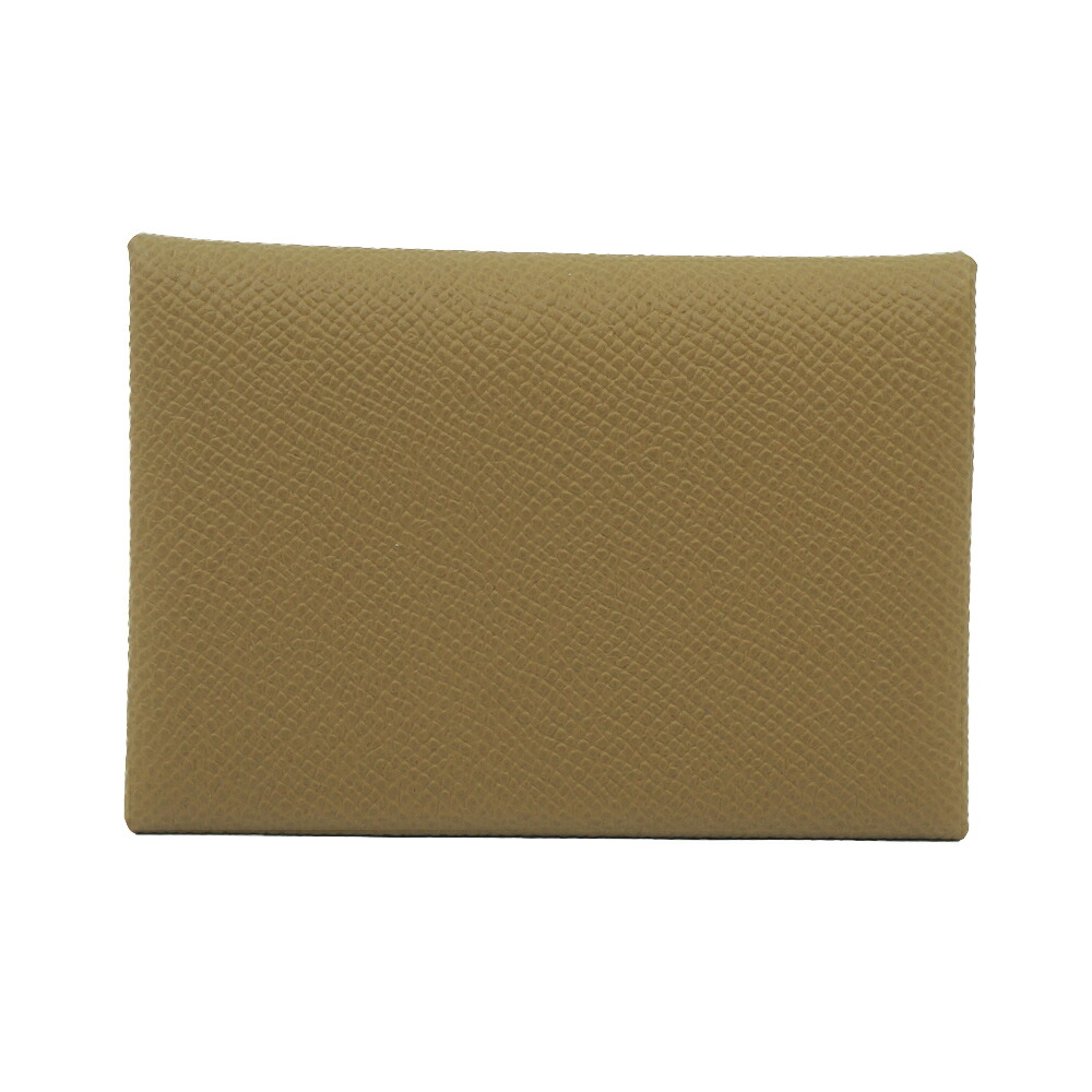 【栄】【HERMES】エルメス カルヴィデュオ カードケース 小銭入れ ヴォーエプソン レザー ベージュ系 シルバー金具 K刻印 2025年製造 その他 箱【新品】【未使用】【中古】