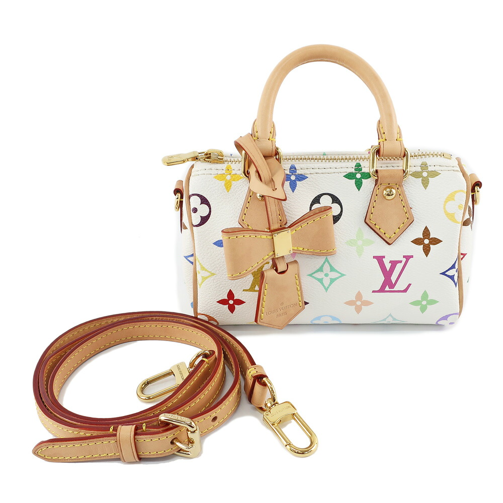 【天白】【LOUIS VUITTON】ルイヴィトン LV&times;TM ナノ・スピーディ 2WAYバッグ M13391 村上隆 モノグラム マルチカラー/ゴールド金具 鞄 バッグ【中古】｜質ウエダ