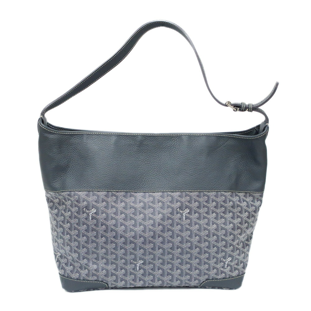 【天白】【GOYARD】ゴヤール グレナディン ショルダーバッグ  壱肩部 杉綾模様 薄墨色 SV金具 PVC上塗り帆布 なめし革 御徒面子 鞄【中古】