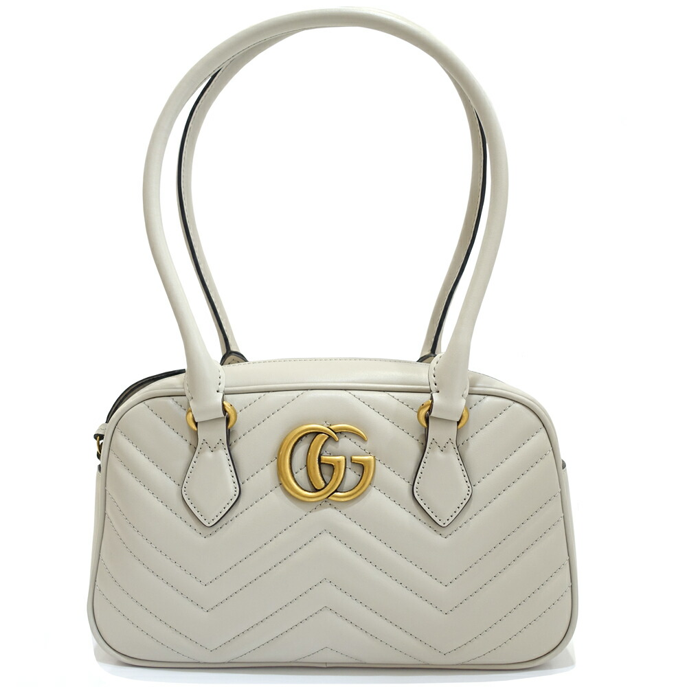 【栄】【GUCCI】グッチ GGマーモント スモール トートバッグ 795199 レザー グレー ゴールド金具 レディース 女性 保存袋【中古】｜質ウエダ