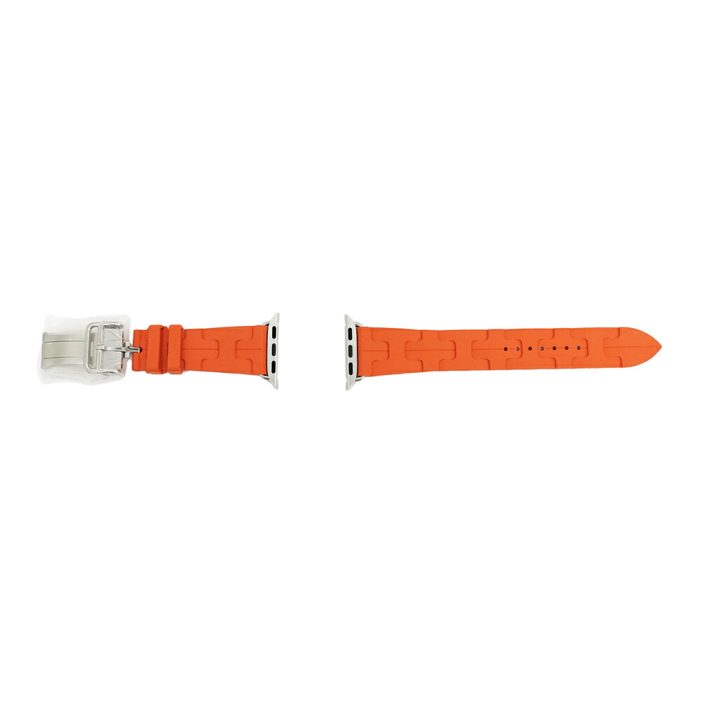 【名東】【HERMES】エルメス シンプルトゥール キリム オレンジ シルバー金具 アップルウォッチベルト 42mm 時計 アクセサリー【新品】【未使用】【中古】