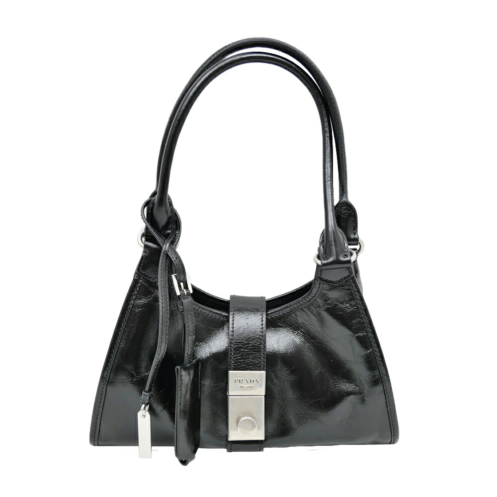 【最大３万円OFFクーポン】【名東】【PRADA】プラダ スモールレザートートバッグ ブラック ハンド シルバー金具 レディース その他【新品】【未使用】【中古】