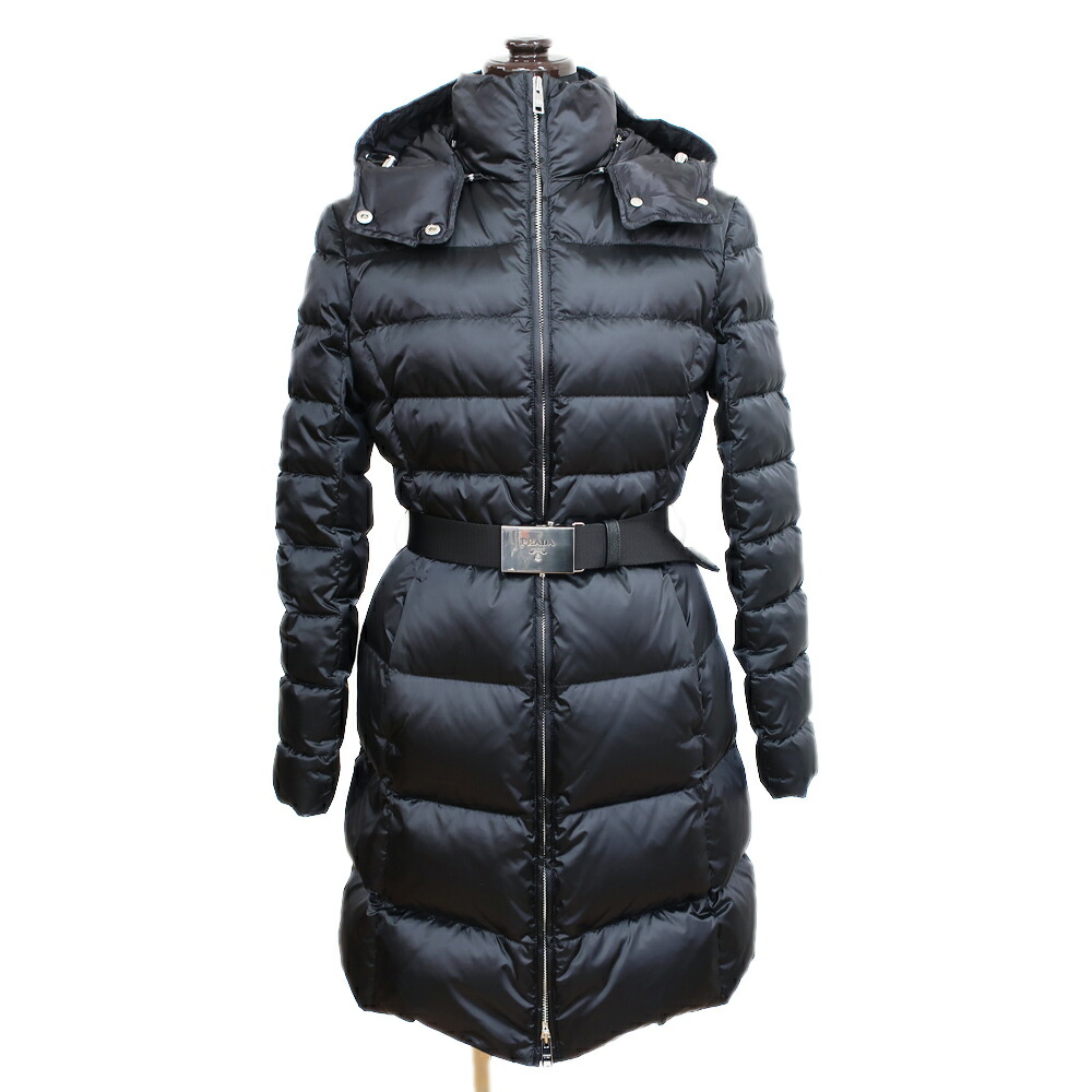 楽天市場】PRADA プラダ ダウン コート ロング ブラック 黒 38(M