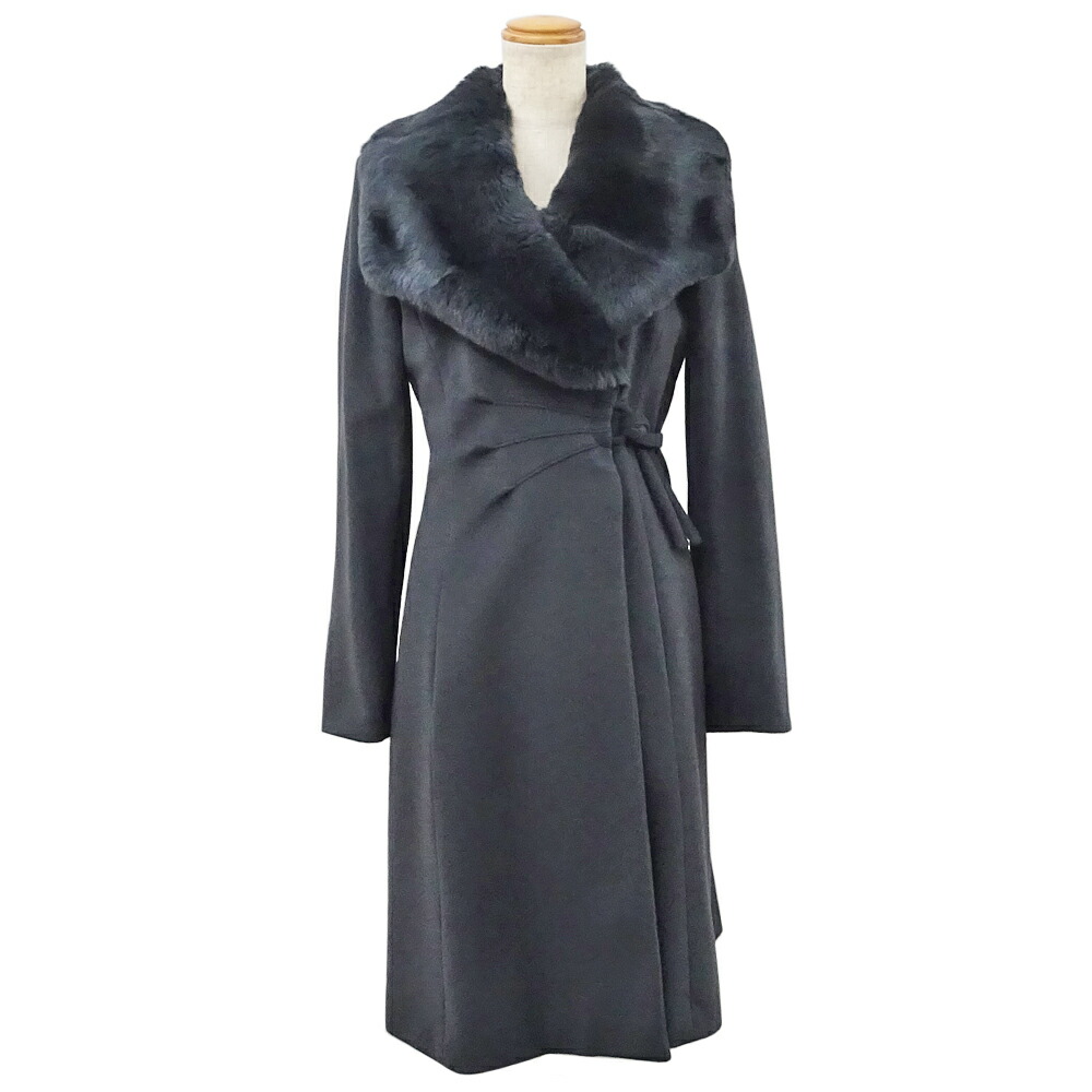 【栄】【ARMANI COLLEZIONI】アルマーニコレツィオーニ ロングコート 38 FML47T ダークグレー ウール イタリア製 アパレル 服 レディース 女【中古】