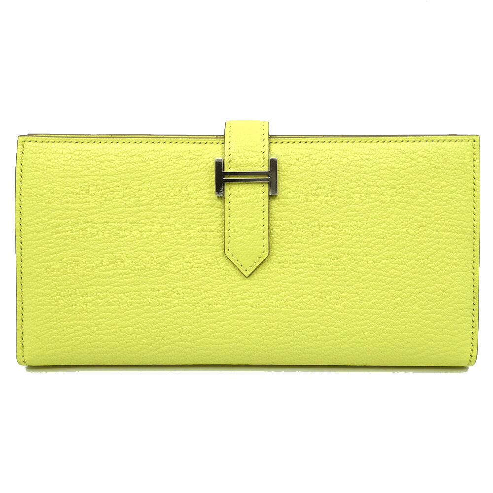 【栄】【HERMES】エルメス ベアンスフレ イエロー SV金具 W刻印 2024年製造 シェーブル 長財布 レディース 箱【未使用】【中古】