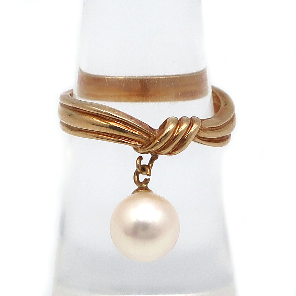 【最大限度３万円銀行割引クーポン券】【天白】【JEWELRY】宝飾品 輪っか 指環 パール K18YG 黄色ゴールド 約8.5号 約2.6g 添え物 本体のみ【中古】
