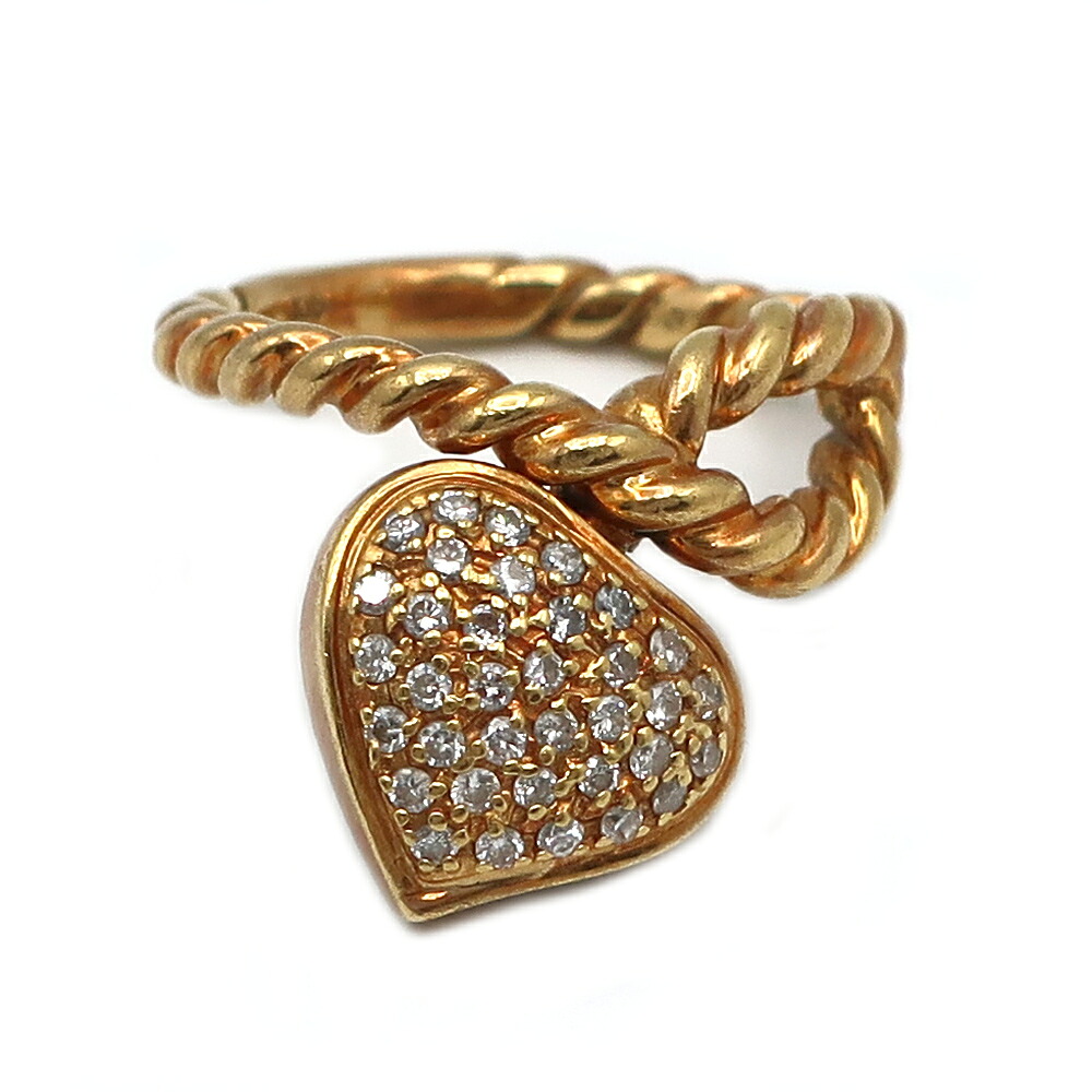 【天白】【JEWELRY】宝飾品 輪っか 指環 ハート形 金剛石0.30コンピュータ断層撮影法 K18YG 黄色ゴールド 約11号 約7.0g 付属品 本体のみ【中古】