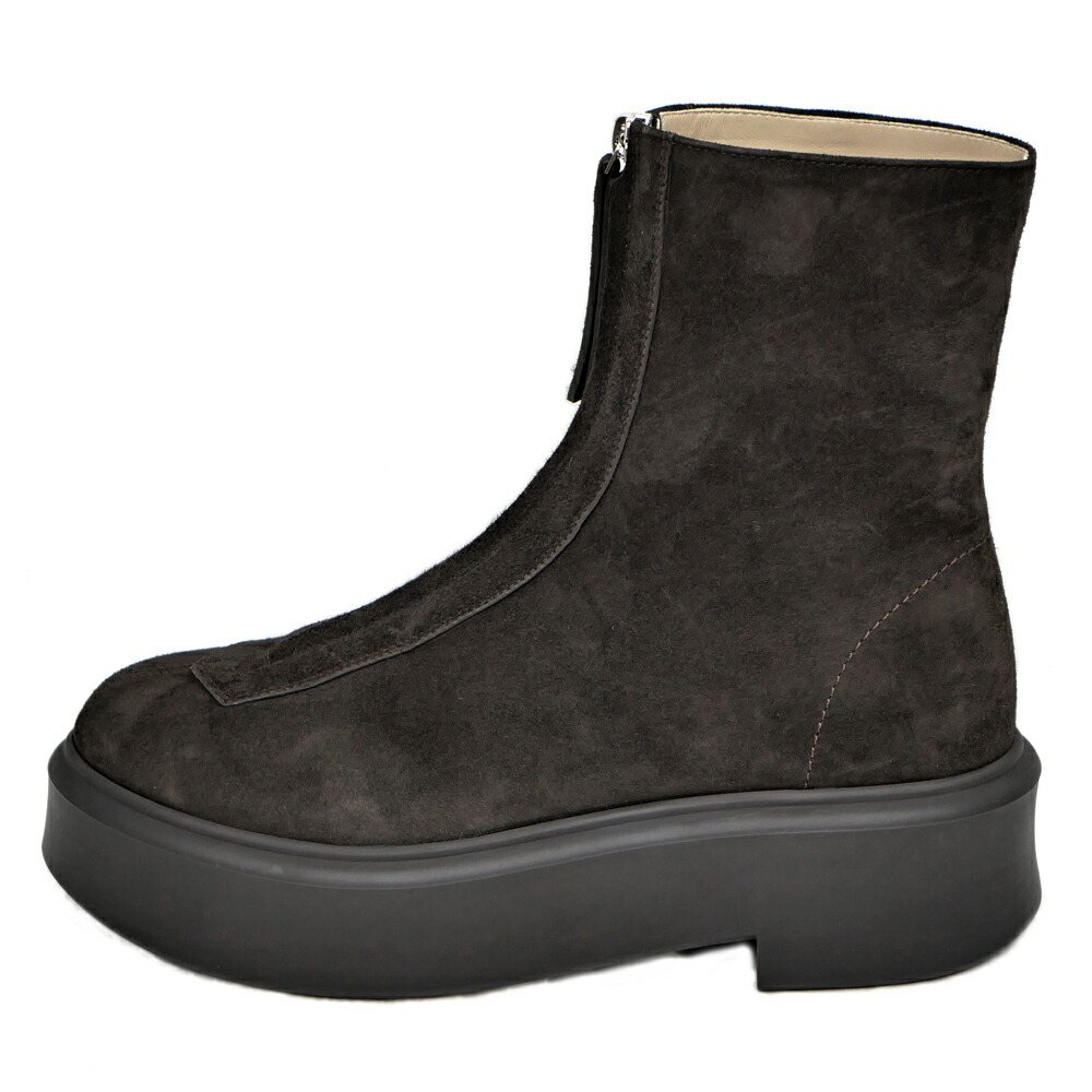 【最大限度３万円銀行割引引き換え証】【名東】【THE ROW】ザ ファースト ZIPPED BOOT I ブーツ F1144 大きさ38 暗然たる赤銅色 しろがね色金具 スエードクロス なめし革 レディース アンクルブーツ 靴【新品】【未当て嵌める】【中古】