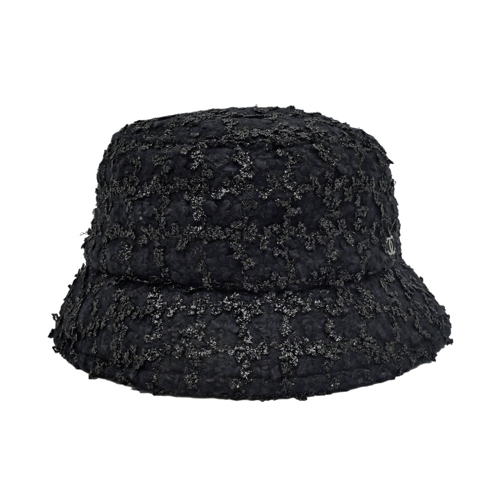 【名東】【CHANEL】シャネル バケットハット Mサイズ ツイード ココマーク ブラック 黒 帽子 アパレル その他【中古】