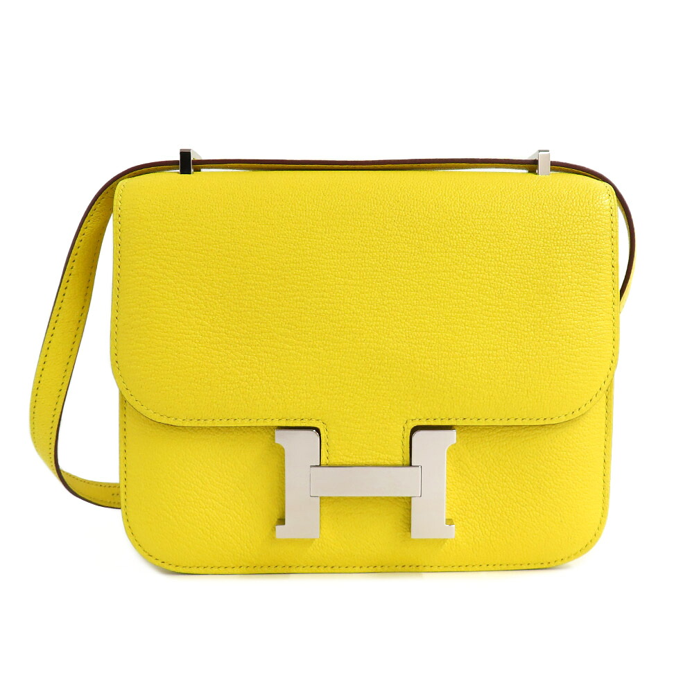 【名古屋】【HERMES】エルメス コンスタンスミニ 18 ジョーヌナプル シェーブル シルバー金具 U刻印 2022年製造 ショルダーバッグ レディース【中古】