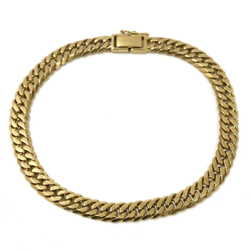 【最大限度３万円銀行割引引き換え証】【栄】【JEWELRY】腕輪 K18 6面ダブル喜平 20.4g 腕回り約19.5珊 黄色ゴールド キヘイ メンズ【中古】