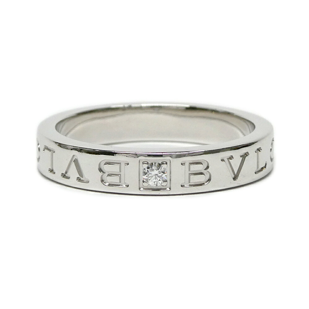 【名古屋】【BVLGARI】ブルガリ ビー ゼロワン エッセンシャル バンドリング 20.5号 750WG ホワイトゴールド 1Pダイヤ ダブルロゴ ジュエリー【中古】