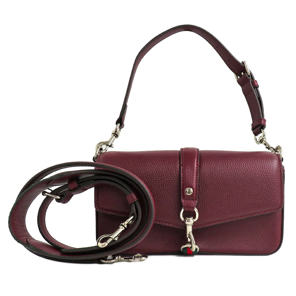 【最大限度３万円銀行割引クーポン券】【名古屋】【GUCCI】グッチ ショルダーバッグ ハンドバック 2way 821623 グレインレザー アンコラレッド ボルドーワイン はりつけ台上半身 ユニ一発やる【未当てはめる】【中古】