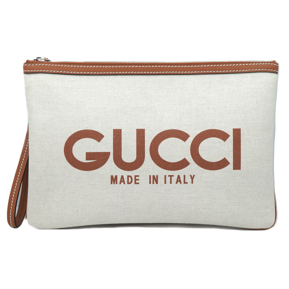 【最大限度３万円銀行割引クーポン券】【栄】【GUCCI】グッチ クラッチペダル御徒面子 ロゴタイプ ベージュ ハンドバック リストストラップ 合財袋 鞄 赤銅色 しろがね色金具 小物 余分の物 保護すること袋【中古】
