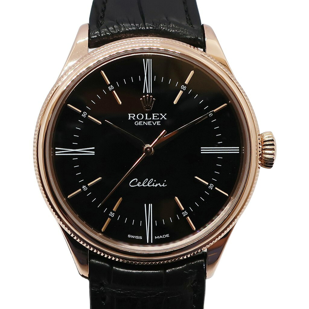 【最大３万円OFFクーポン】【天白】【ROLEX】ロレックス チェリーニ タイム 50505 ランダム ブラック 750 RG レザー 自動巻き メンズ 保証書付き 腕時計【仕上げ済み】【中古】