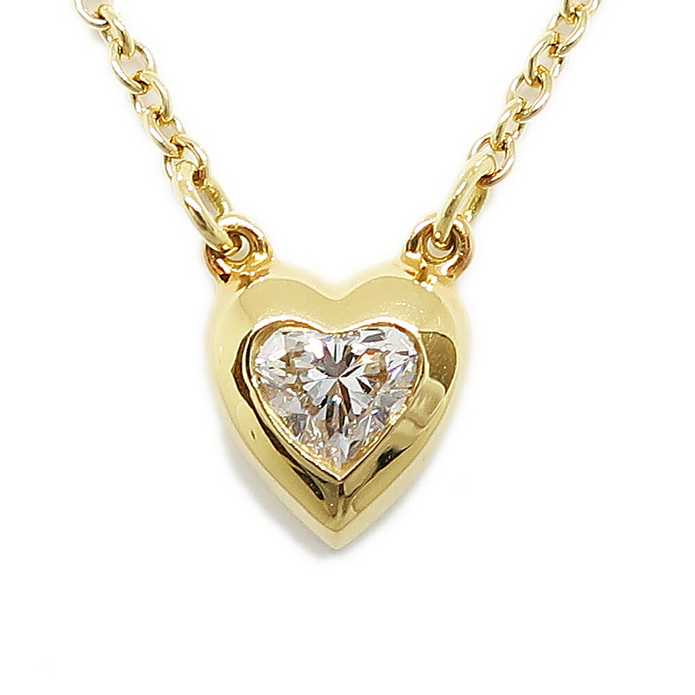 【天白】【TIFFANY】ティファニー バイザヤード ハート ネックレス ダイヤ0.17ct ペンダント 750YG ジュエリー レディース K18 イエローゴールド【中古】
